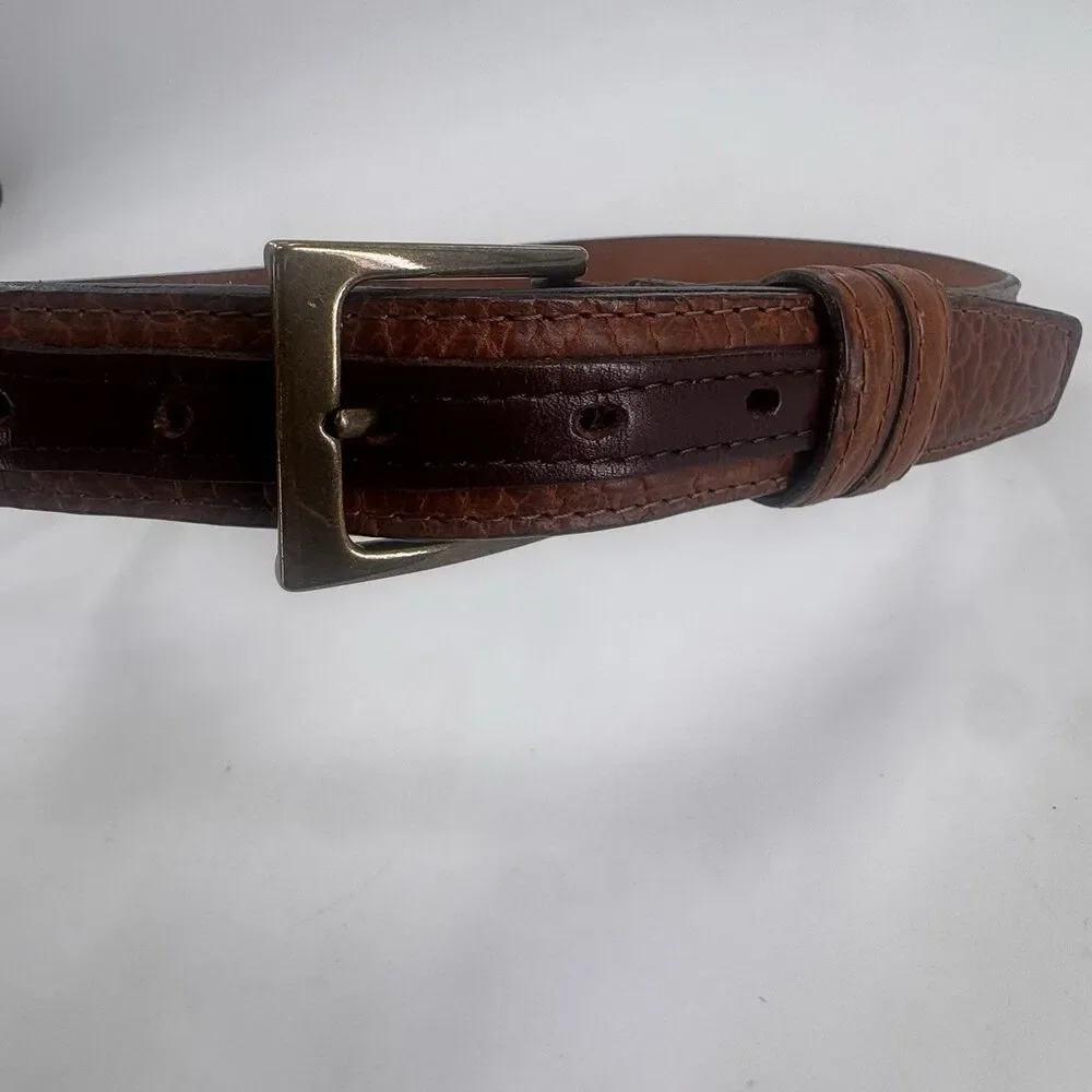 Coronado Brown American Bison Leather Belt ~ Size 36 w/ Brass Buckle Made in USA